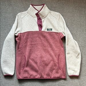 L.L. Bean Cream and Purple Snap Fleece Pullover
